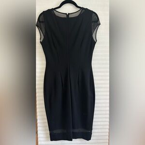 Cache Elegant Black Midi Dress with Mesh Sleeves